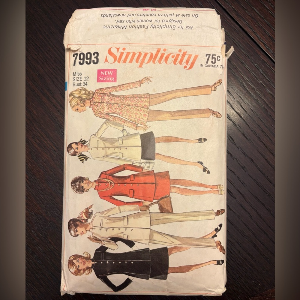 Simplicity Pattern 7993 Size 12 Vintage
